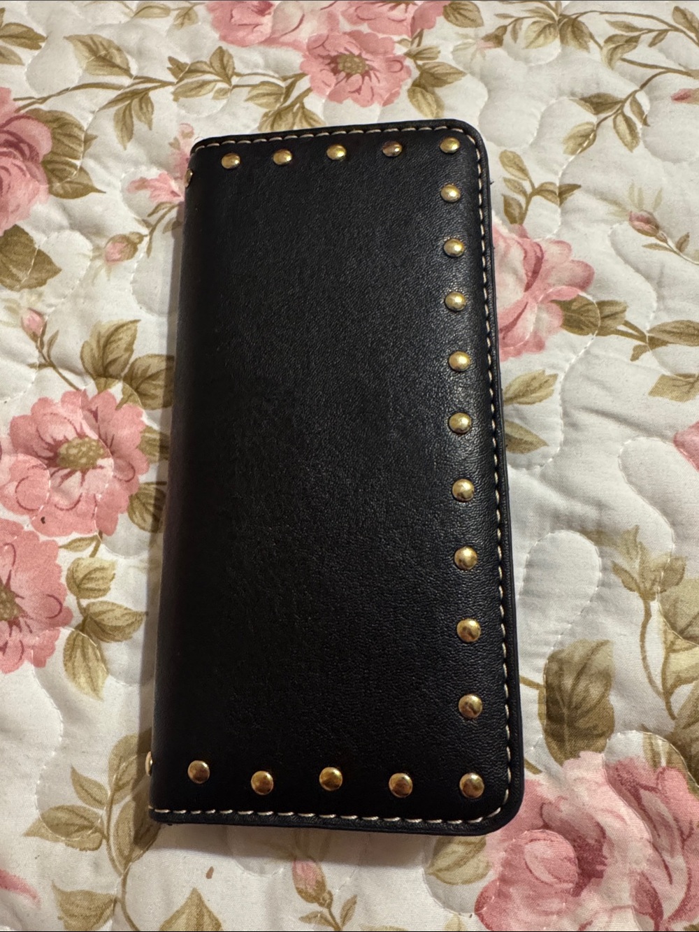 Black Leather Studded Wallet